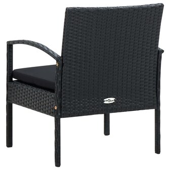 Tuinstoel met kussen poly rattan zwart 5