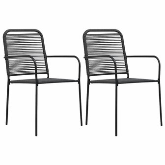 Tuinstoelen 2 st katoenen touw en staal zwart 1
