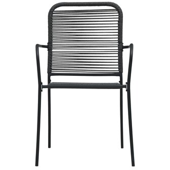 Tuinstoelen 2 st katoenen touw en staal zwart 3