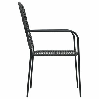 Tuinstoelen 2 st katoenen touw en staal zwart 4