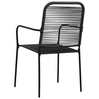 Tuinstoelen 2 st katoenen touw en staal zwart 5