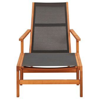 Tuinstoel met voetensteun massief eucalyptushout en textileen 2
