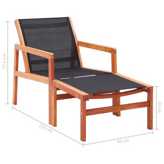 Tuinstoel met voetensteun massief eucalyptushout en textileen 8