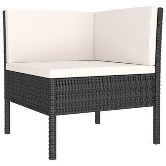 2-delige Loungeset met kussens poly rattan zwart 3