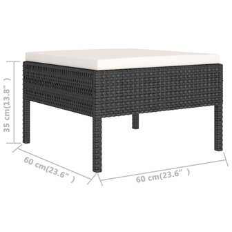 2-delige Loungeset met kussens poly rattan zwart 6