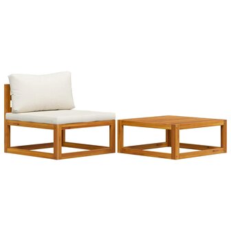 2-delige Loungeset met kussens massief acaciahout 2