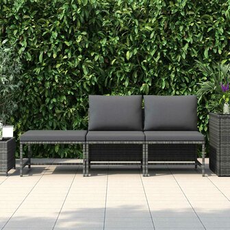 3-delige Loungeset met kussens poly rattan grijs 3
