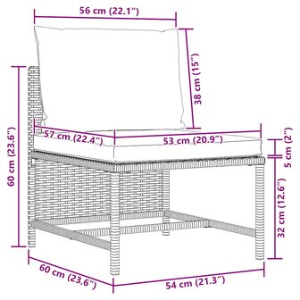 3-delige Loungeset met kussens poly rattan grijs 9