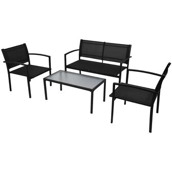 4-delige Loungeset textileen zwart  1