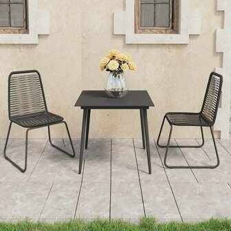 3-delige Tuinset PVC-rattan zwart 1