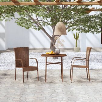 3-delige Tuinset poly rattan bruin 1