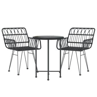 3-delige Tuinset poly rattan zwart 3
