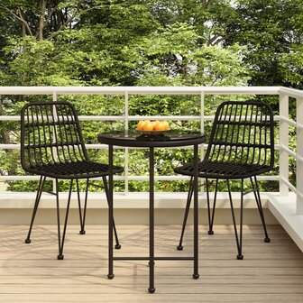 3-delige Tuinset poly rattan zwart 1