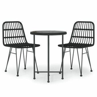 3-delige Tuinset poly rattan zwart 2