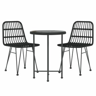 3-delige Tuinset poly rattan zwart 3