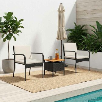 Tuinset Zwart poly rattan 3