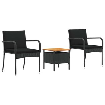 Tuinset Zwart poly rattan 2