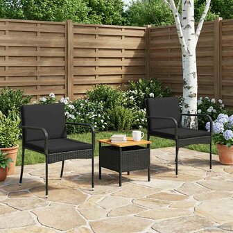 Tuinset Zwart poly rattan 3