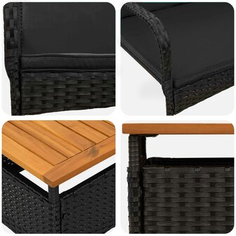 Tuinset Zwart poly rattan 7