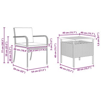 Tuinset Zwart poly rattan 9