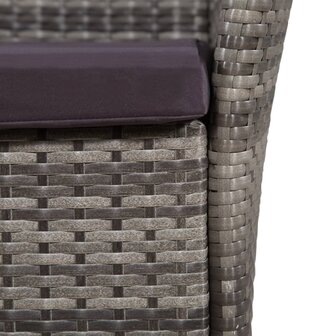 5-delige Tuinset met kussens poly rattan grijs 5