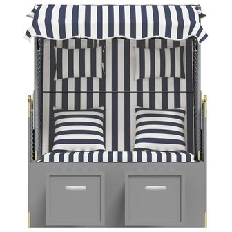 Strandstoel met kussens poly rattan en hout blauw en wit 5