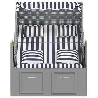 Strandstoel met kussens poly rattan en hout blauw en wit 6