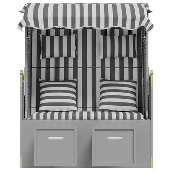 Strandstoel met kussens poly rattan en massief hout grijs wit 5