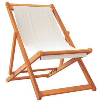 Strandstoelen 2 st inklapbaar stof cr&amp;egrave;mewit 3