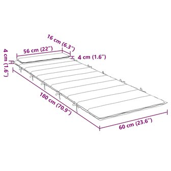 Ligbedkussen 180x60x4 cm oxford stof cr&amp;egrave;mekleurig 9