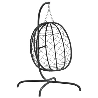 Egg hangstoel met Kussen Cr&amp;egrave;mewit Poly Rattan &amp; Staal 6