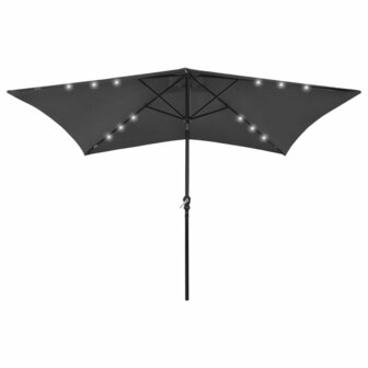 Parasol met LED&amp;apos;s en stalen paal 2x3 m antracietkleurig 1