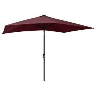Parasol met LED&amp;apos;s en stalen paal 2x3 m bordeauxrood 4