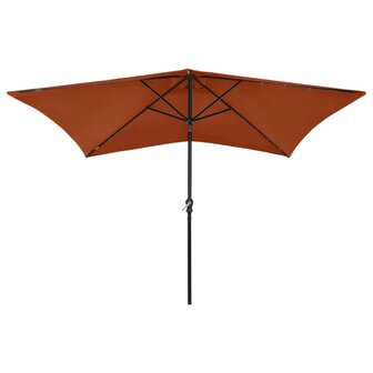 Parasol met LED&amp;apos;s en stalen paal 2x3 m terracottakleurig 2