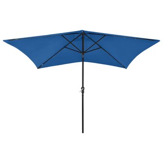 Parasol met LED&amp;apos;s en stalen paal 2x3 m azuurblauw 2