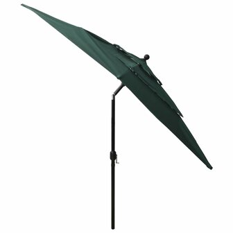 Parasol 3-laags met aluminium paal 2,5x2,5 m groen 4