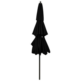 Parasol 3-laags met aluminium paal 3 m zwart 4