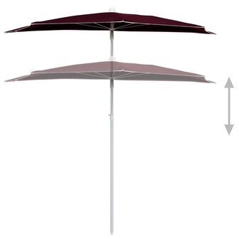 Parasol half met paal 180x90 cm bordeauxrood 4