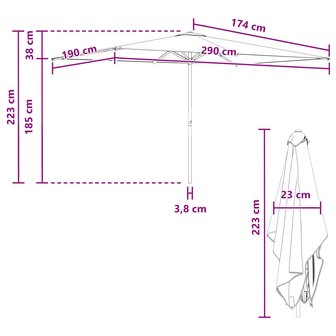 Tuinparasol 200 x 300 cm Polyester Rechthoekig Bordeaux Rood 7