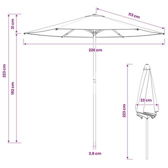 Tuinparasol 230 x 230 cm Polyester Rechthoekig Cr&amp;egrave;mekleurig 7