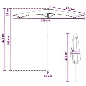 Tuinparasol 270 x 270 cm Polyester Rechthoekig Blauw en Wit 7