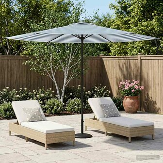Tuinparasol 300 x 300 cm Polyester Rechthoekig Blauw en Wit 1