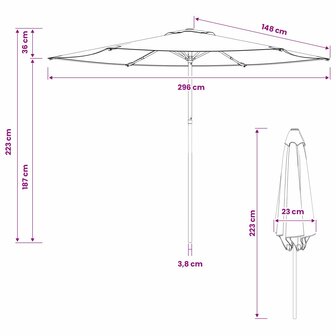 Tuinparasol 300 x 300 cm Polyester Rechthoekig Blauw en Wit 7