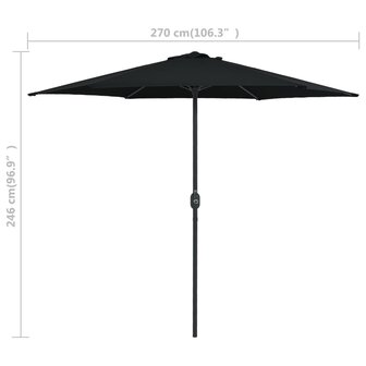 Parasol met aluminium paal 270x246 cm zwart 7