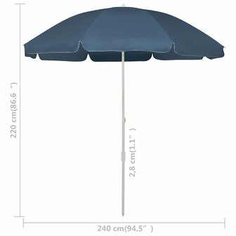 Strandparasol 240 cm blauw 6