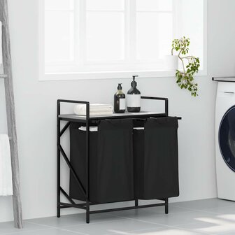 Wasmand 2 vakken met plank grijs sonoma eiken 1