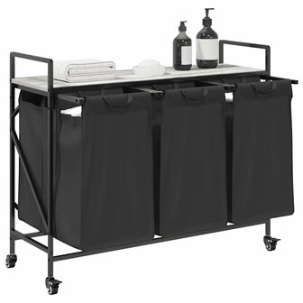 Wasmand 3 vakken met planken grijs sonoma eiken 4