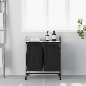 Wasmand 2 vakken met planken grijs sonoma eiken 3