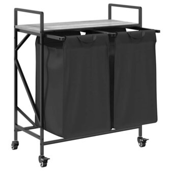 Wasmand 2 vakken met planken grijs sonoma eiken 5