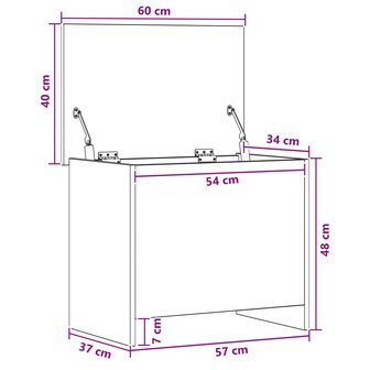 Opbergkist met opslag Zwart eiken 60 x 40 x 50 cm Bewerkt hout 9